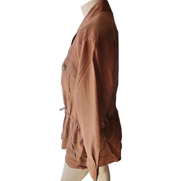 Forenza Vintage Blouse Womens Sz Medium Cinched Waist Safari Tribal Silk 80s - Picture 2 of 4